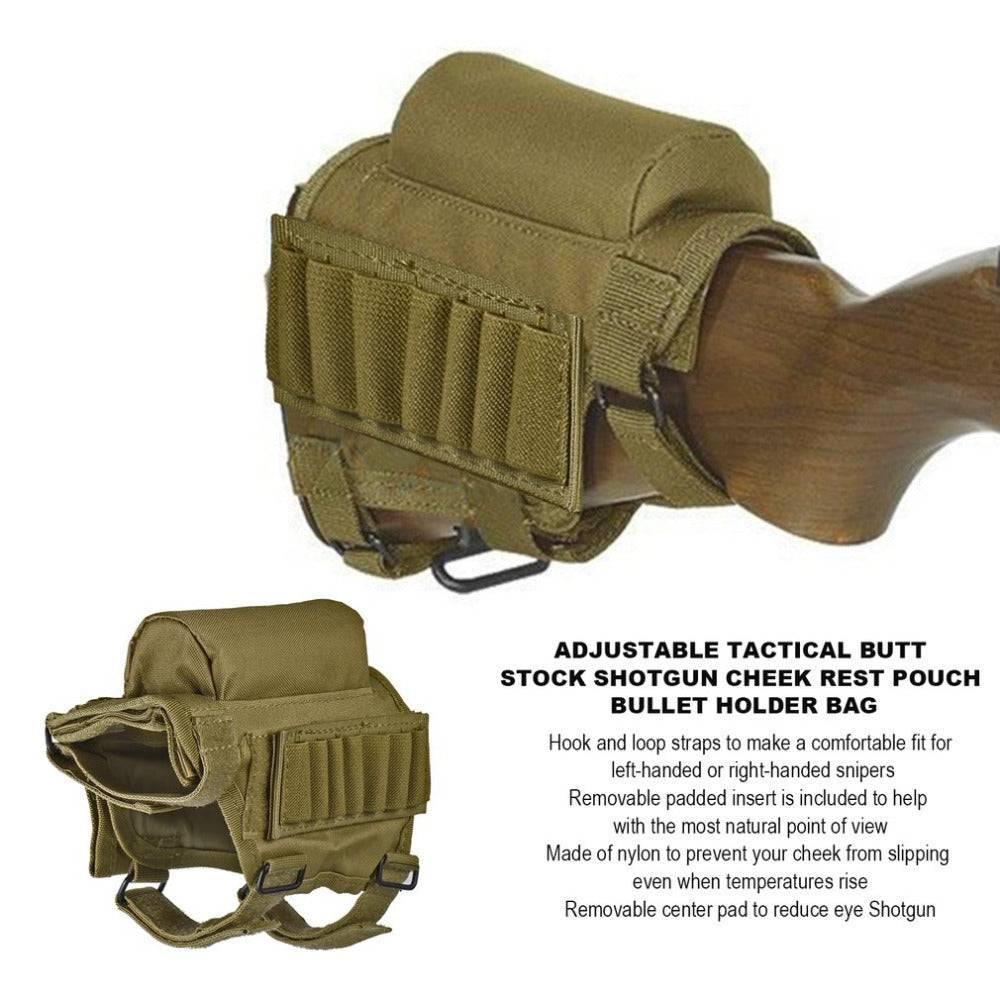 Hot Portable Adjustable Nylon Tactical Butt Stock Shotgun Cheek Rest Pouch  Bullet Holder Bag Outdoor Hunting Gun Buttstock Bag