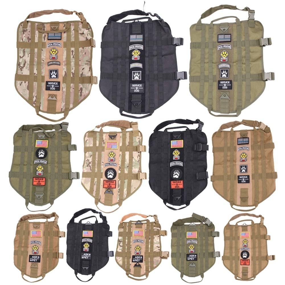 Police K9 Tactical Military 1000D Nylon Molle System Dog Training Dog  Harness Hunting Vest Clothes Load Bearing Harness M-XL