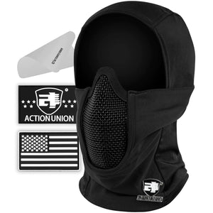 ACTIONUNION Tactical Airsoft Balaclava Mesh Mask Set (Black)
