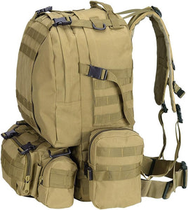 55L 600D Tactical Army Rucksacks Molle Backpack Camping Outdoor Hiking Trekking Traveling Bag Mud Color