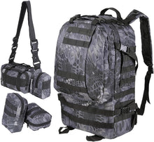 55L 600D Tactical Army Rucksacks Molle Backpack Camping Outdoor Hiking Trekking Traveling Bag Black Pythons Grain