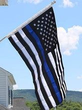 Thin Blue Line Flag-3x5 ft with Embroidered Stars, Sewn Stripes, Brass Grommets, UV Protection, 300D Nylon Black White and Blue American Police Flag