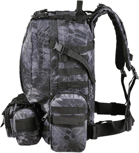 55L 600D Tactical Army Rucksacks Molle Backpack Camping Outdoor Hiking Trekking Traveling Bag Black Pythons Grain