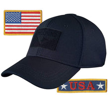Condor Fitted Tactical Cap Bundle - USA Morale & USA Flag Patches - Choose Size