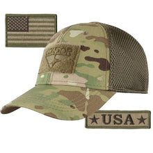 Condor MESH Fitted Tactical Cap Bundle - U.S.A. & USA Flag Patch - Choose Size