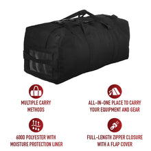 Rothco Enhanced Duffle Bag – 76L Capacity for Heavy-Duty Use and Versatile Travel – Black
