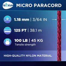 TECEUM Micro Paracord – 1.18 mm X 125 ft – Micro Utility Cord – Thin Braided Paracord Rope – Best for Crafting, DIY Projects, Fishing, Camping – Wind Chime Replacement – Survival Strong String