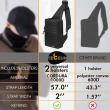 TECEUM Tactical Compact Sling Bag – CCW for Everyday – 10+ Styles – Shoulder EDC Crossbody Bag for Concealed Carry of Handgun