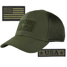Condor MESH Fitted Tactical Cap Bundle - U.S.A. & USA Flag Patch - Choose Size