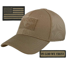 Condor Fitted Tactical Cap Bundle - in God We Trust & USA Patches - Choose Size
