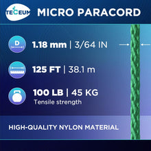 TECEUM Micro Paracord – 1.18 mm X 125 ft – Micro Utility Cord – Thin Braided Paracord Rope – Best for Crafting, DIY Projects, Fishing, Camping – Wind Chime Replacement – Survival Strong String