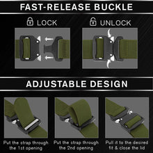 TECEUM Tactical Belt – Green B7 L – Heavy-Duty Military, Work, Hiking,Rigger, Utility, EDC Men’s Belts – Quick-Release – Nylon Web