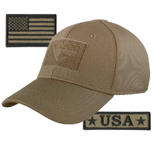 Condor Fitted Tactical Cap Bundle - USA Morale & USA Flag Patches - Choose Size