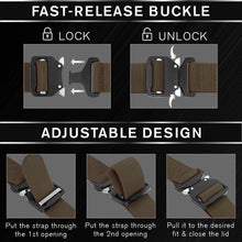 TECEUM Tactical Belt – Brown B7 M – Heavy-Duty Military, Work, Hiking,Rigger, Utility, EDC Men’s Belts – Quick-Release – Nylon Web