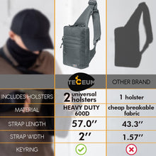 TECEUM Tactical Compact Sling Bag – CCW for Everyday – 10+ Styles – Shoulder EDC Crossbody Bag for Concealed Carry of Handgun