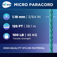 TECEUM Micro Paracord – 1.18 mm X 125 ft – Micro Utility Cord – Thin Braided Paracord Rope – Best for Crafting, DIY Projects, Fishing, Camping – Wind Chime Replacement – Survival Strong String