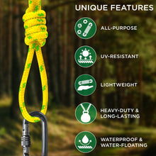 TECEUM Rope – 90 Feet x 1/4 Inch (7mm) – Neon Mix – Strong All-Purpose Utility Rope – Camping, Crafting, Flag Pole, Indoor & Outdoor – Polypropylene Nylon Poly Lightweight Diamond Braided Cord