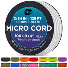 TECEUM Micro Paracord – 1.18 mm X 125 ft – Micro Utility Cord – Thin Braided Paracord Rope – Best for Crafting, DIY Projects, Fishing, Camping – Wind Chime Replacement – Survival Strong String
