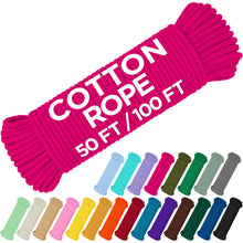 TECEUM 500lb Cotton Rope 3/16” (5 mm) – 50 FT | 100 FT– Strong All-Purpose Braided Rope – Natural Cotton – for Crafting, Сamping, Clothes Line, DIY, Indoor & Outdoor Use – Natural