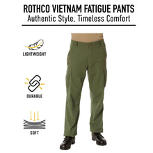 Rothco Vintage Vietnam Rip-Stop Fatigue Pants – Mens BDU Lightweight Utility Cargos