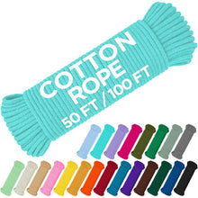 TECEUM 500lb Cotton Rope 3/16” (5 mm) – 50 FT | 100 FT– Strong All-Purpose Braided Rope – Natural Cotton – for Crafting, Сamping, Clothes Line, DIY, Indoor & Outdoor Use – Natural