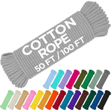 TECEUM 500lb Cotton Rope 3/16” (5 mm) – 50 FT | 100 FT– Strong All-Purpose Braided Rope – Natural Cotton – for Crafting, Сamping, Clothes Line, DIY, Indoor & Outdoor Use – Natural