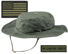 Tactical Patches & Boonie Hat Bundle - Olive Drab - USA/in God We Trust