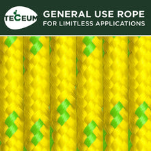 TECEUM Rope – 90 Feet x 1/4 Inch (7mm) – Neon Mix – Strong All-Purpose Utility Rope – Camping, Crafting, Flag Pole, Indoor & Outdoor – Polypropylene Nylon Poly Lightweight Diamond Braided Cord