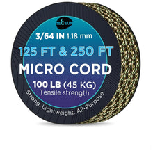 TECEUM Micro Paracord – 1.18 mm X 125 ft – Micro Utility Cord – Thin Braided Paracord Rope – Best for Crafting, DIY Projects, Fishing, Camping – Wind Chime Replacement – Survival Strong String