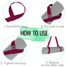 TECEUM Yoga Mat Strap – 30+ Colors – Adjustable Mat Holder Sling Carrier for All Mats [Mat Not Included]