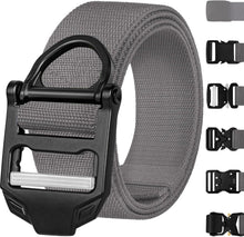 TECEUM Tactical Belt – Gray B4 L – Heavy-Duty Military, Work, Hiking,Rigger, Utility, EDC Men’s Belts – Quick-Release – Nylon Web