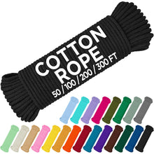 TECEUM 500lb Cotton Rope 3/16” (5 mm) – 50 FT | 100 FT– Strong All-Purpose Braided Rope – Natural Cotton – for Crafting, Сamping, Clothes Line, DIY, Indoor & Outdoor Use – Natural