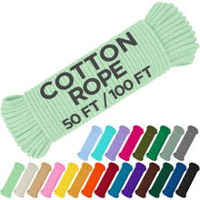 TECEUM 500lb Cotton Rope 3/16” (5 mm) – 50 FT | 100 FT– Strong All-Purpose Braided Rope – Natural Cotton – for Crafting, Сamping, Clothes Line, DIY, Indoor & Outdoor Use – Natural