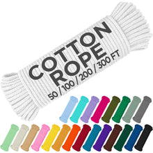 TECEUM 500lb Cotton Rope 3/16” (5 mm) – 50 FT | 100 FT– Strong All-Purpose Braided Rope – Natural Cotton – for Crafting, Сamping, Clothes Line, DIY, Indoor & Outdoor Use – Natural