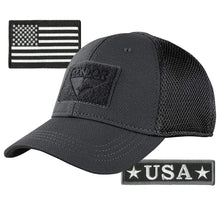 Condor MESH Fitted Tactical Cap Bundle - U.S.A. & USA Flag Patch - Choose Size