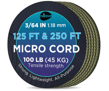 TECEUM Micro Paracord – 1.18 mm X 125 ft – Micro Utility Cord – Thin Braided Paracord Rope – Best for Crafting, DIY Projects, Fishing, Camping – Wind Chime Replacement – Survival Strong String