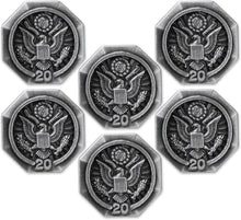 SHOP AWARDS AND GIFTS Service Lapel Pins, US Federal Government Logo Seal, Recognition Gift, 5/8 Inch, Pack of 6, Silver, 20 Years
