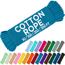 TECEUM 500lb Cotton Rope 3/16” (5 mm) – 50 FT | 100 FT– Strong All-Purpose Braided Rope – Natural Cotton – for Crafting, Сamping, Clothes Line, DIY, Indoor & Outdoor Use – Natural