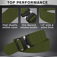 TECEUM Tactical Belt – Green B7 L – Heavy-Duty Military, Work, Hiking,Rigger, Utility, EDC Men’s Belts – Quick-Release – Nylon Web
