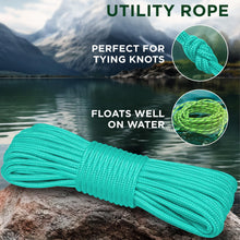 TECEUM Rope – 1/4” & 3/8” – 90 FT | 150 FT – Strong All-Purpose Utility Rope – Camping, Crafting, Flag Pole, Indoor & Outdoor – Polypropylene Nylon Poly Lightweight Diamond Braided Cord – Black