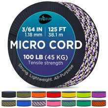 TECEUM Micro Paracord – 1.18 mm X 125 ft – Micro Utility Cord – Thin Braided Paracord Rope – Best for Crafting, DIY Projects, Fishing, Camping – Wind Chime Replacement – Survival Strong String