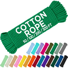 TECEUM 500lb Cotton Rope 3/16” (5 mm) – 50 FT | 100 FT– Strong All-Purpose Braided Rope – Natural Cotton – for Crafting, Сamping, Clothes Line, DIY, Indoor & Outdoor Use – Natural