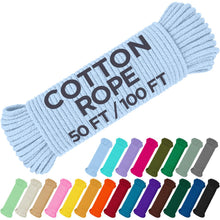 TECEUM 500lb Cotton Rope 3/16” (5 mm) – 50 FT | 100 FT– Strong All-Purpose Braided Rope – Natural Cotton – for Crafting, Сamping, Clothes Line, DIY, Indoor & Outdoor Use – Natural