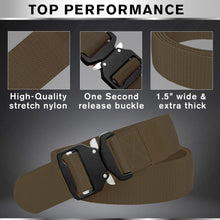 TECEUM Tactical Belt – Brown B7 M – Heavy-Duty Military, Work, Hiking,Rigger, Utility, EDC Men’s Belts – Quick-Release – Nylon Web