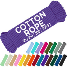 TECEUM 500lb Cotton Rope 3/16” (5 mm) – 50 FT | 100 FT– Strong All-Purpose Braided Rope – Natural Cotton – for Crafting, Сamping, Clothes Line, DIY, Indoor & Outdoor Use – Natural