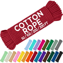 TECEUM 500lb Cotton Rope 3/16” (5 mm) – 50 FT | 100 FT– Strong All-Purpose Braided Rope – Natural Cotton – for Crafting, Сamping, Clothes Line, DIY, Indoor & Outdoor Use – Natural