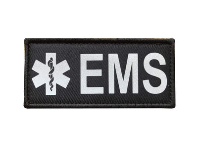 Reflective EMS EMT Star of Life Patch with Hook and Loop (Black)