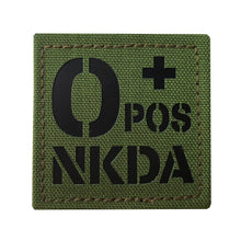 Infrared IR O POS NKDA O+ Blood Type Tactical Patch 2x2 Inch Medical Patch with Hook and Loop (OD Green)