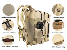 LHI Military Tactical Backpack for Men and Women 45L Army 3 Days Assault Pack Bag Large Rucksack with Molle System - Black