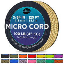 TECEUM Micro Paracord – 1.18 mm X 125 ft – Micro Utility Cord – Thin Braided Paracord Rope – Best for Crafting, DIY Projects, Fishing, Camping – Wind Chime Replacement – Survival Strong String